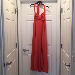 Vintage burnt orange halter maxi dress. XS/S